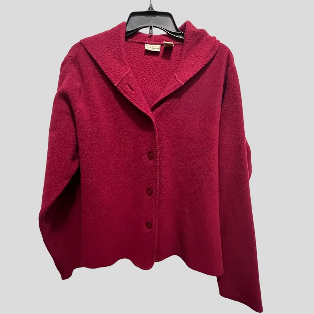 L.L.bean  size large burgundy fleece hoodie